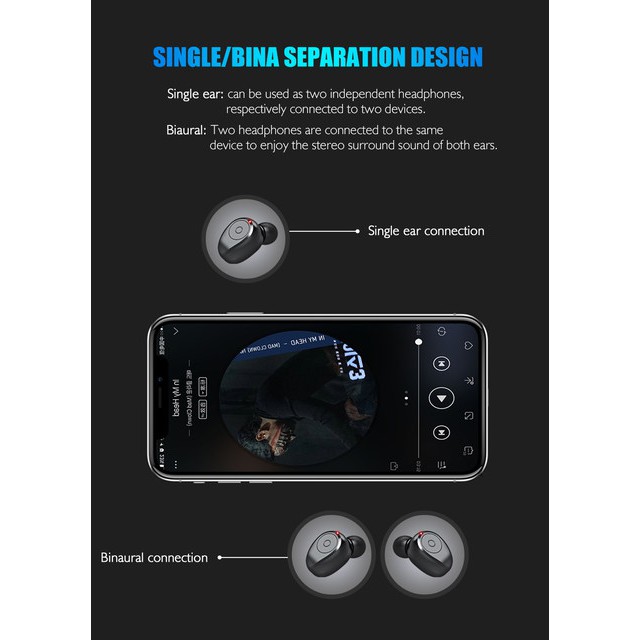 Headset Handsfree Earphone Earbuds Bluetooth Wireless TWS F9-5  Digital Display V5.0