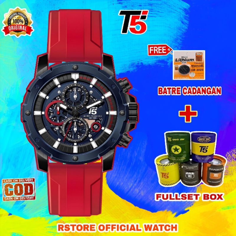 Jam Tangan Pria Original T5 H 3939G Crono Tanggal Aktif Water Proof Bisa Buat Renang Analog Sporty C
