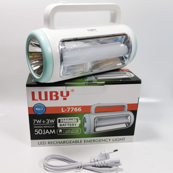 COD SENTER JUMBO LUBY L-7766 7W + EMERGENCY 2 SISI 3W 2500MAH L-7766