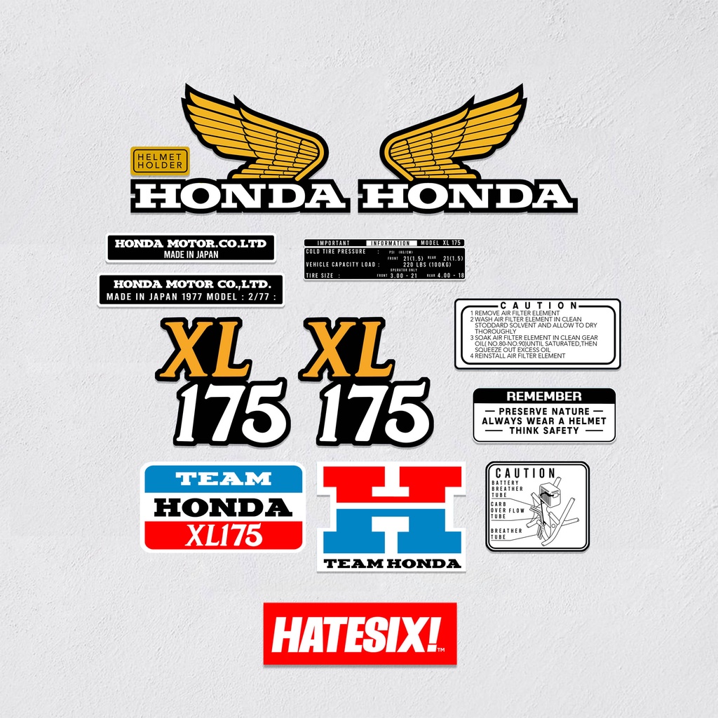 Stiker Decal honda XL 125 dan XL 175 Elsinore  Vintage Enduro