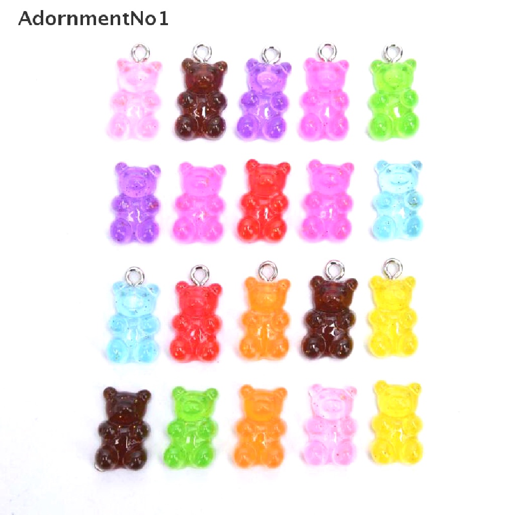 (AdornmentNo1) 10pcs / Set Liontin Bentuk Beruang Warna Permen Bahan Akrilik Untuk DIY Perhiasan