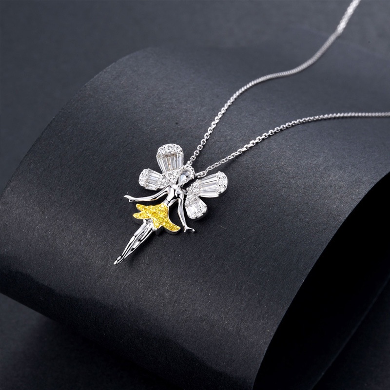 Butterfly Kalung Rantai Dengan Liontin Kupu-Kupu Warna Kuning Untuk Wanita