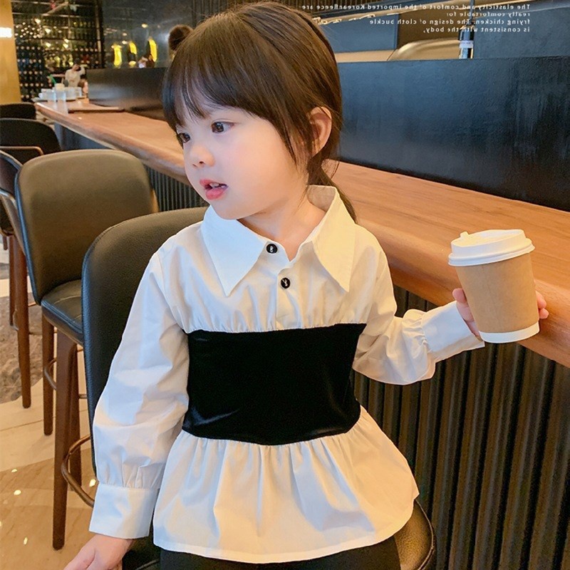 Bayi - 4 Tahun | Tzuyu - Kemeja Anak Perempuan Korean Style - Atasan Anak Perempuan - Blouse Anak Perempuan Kualitas Import ZR Vedia Putih Hitam Slim fit