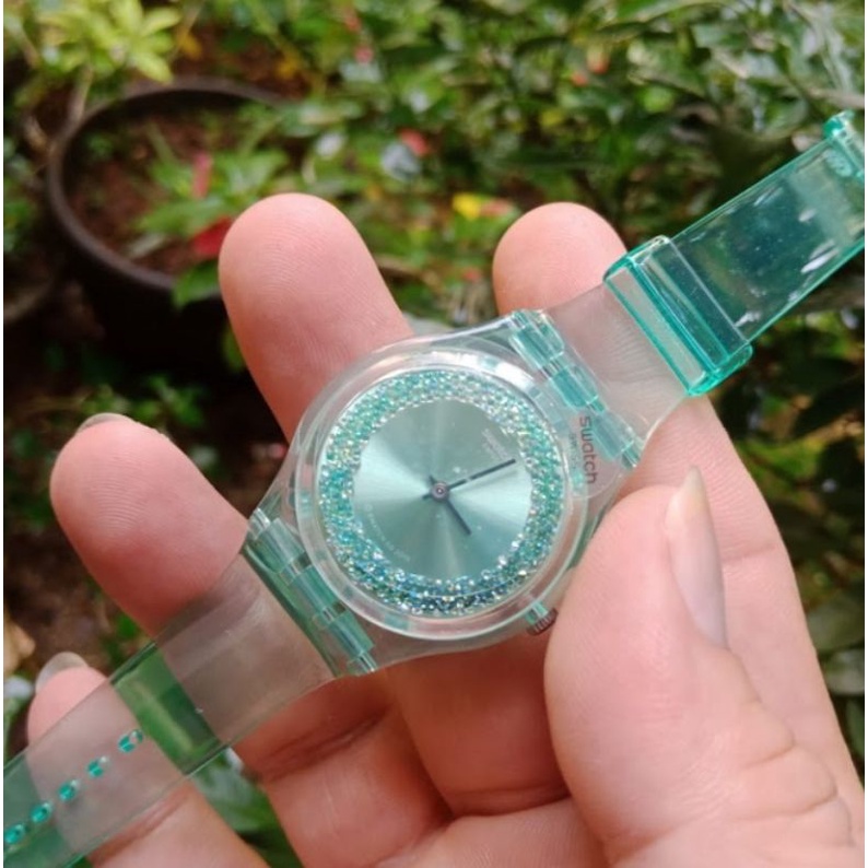 Jam Tangan Wanita SWATCH GG225  Amazo night Hijau Original Garansi 2 Tahun
