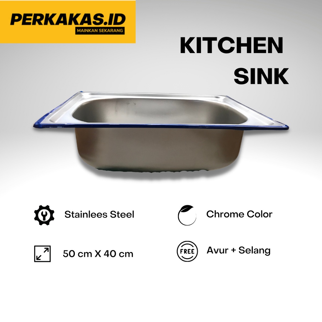 Wastafel Cuci Piring Stainlees 1 Lubang Kitchen Sink FREE Avur+Selang NB