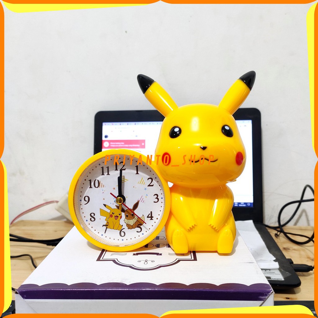 JAM WEKER JAM BEKER ALARM UNIK KARAKTER POKEMON PIKACHU KUNING FREE BATRAI