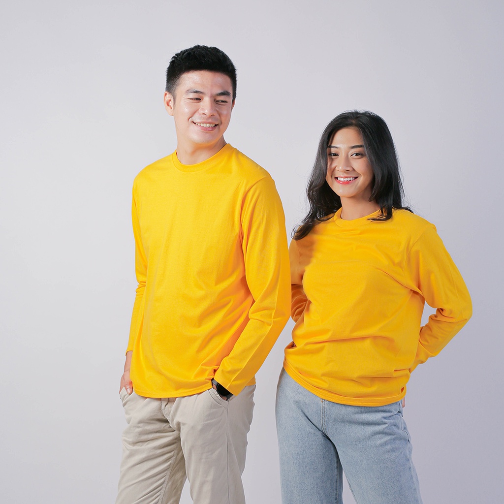 NEW STATES APPAREL Kaos Polos Pria dan Wanita Lengan Panjang Premium Cotton Warna Terang Cotton 24s S-2XL -7280