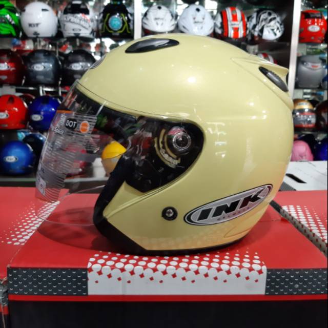 Helm Ink Centro jet polos kuning lemon SNI D.O.T