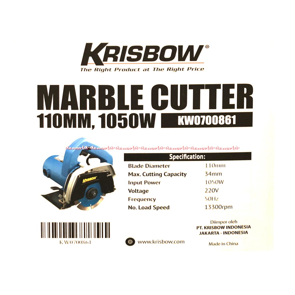 Krisbow Marble Cutter 110mm Alat Mesin Pemotong Keramik Marmer Granit Kris Bow