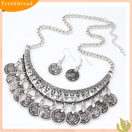 Fresh| Set Perhiasan Kalung Choker Anting Kait Gaya Vintage Untuk Wanita