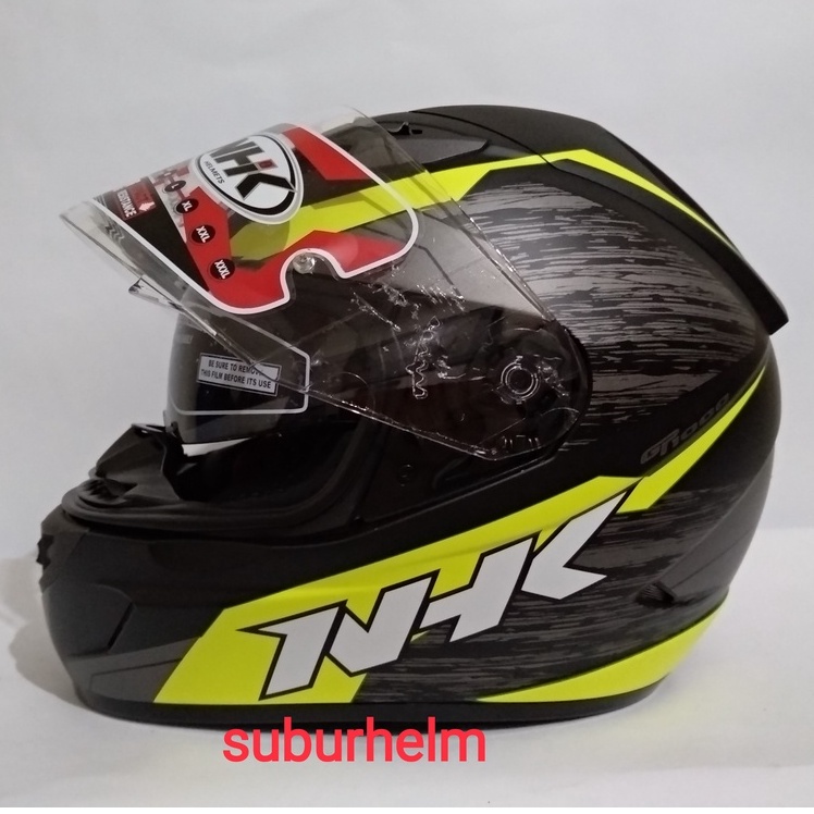 HELM  NHK  GP1000   AXION   BLACK YELLOW  DOFF    FLAT VISOR  FULL FACE  DOUBLE VISOR