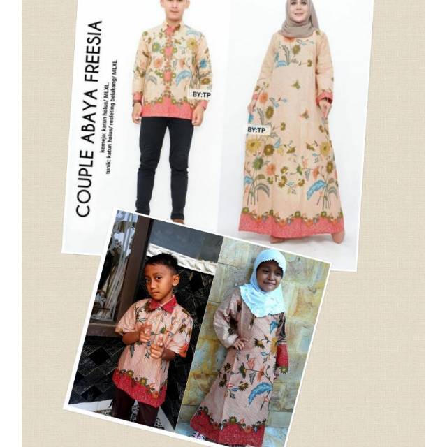 Couple famoly batik abaya freesia sarimbit keluarga