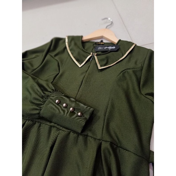 Hawa Dress gamis Premium design lengan balon realpict-Army