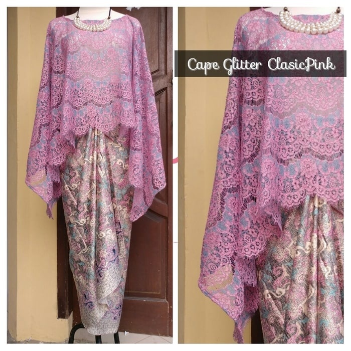 Kebaya Modern Cape Glitter / Batwing Brukat / Kalong Brukat Silver Dan Pilihan Warna Lain