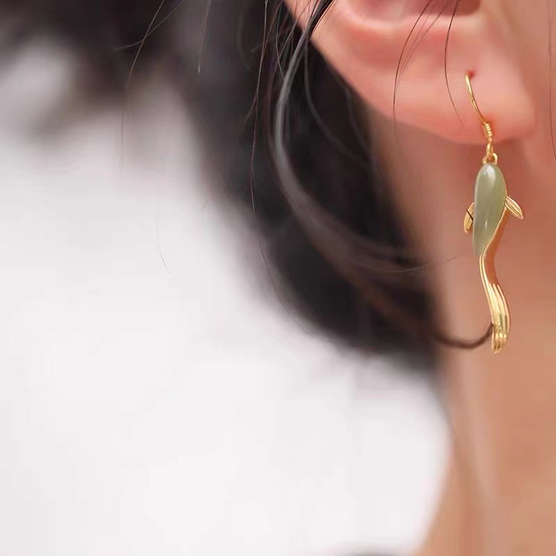 Anting Gantung Lapis Emas 18K Model Ikan Koi Untuk Wanita ACKER