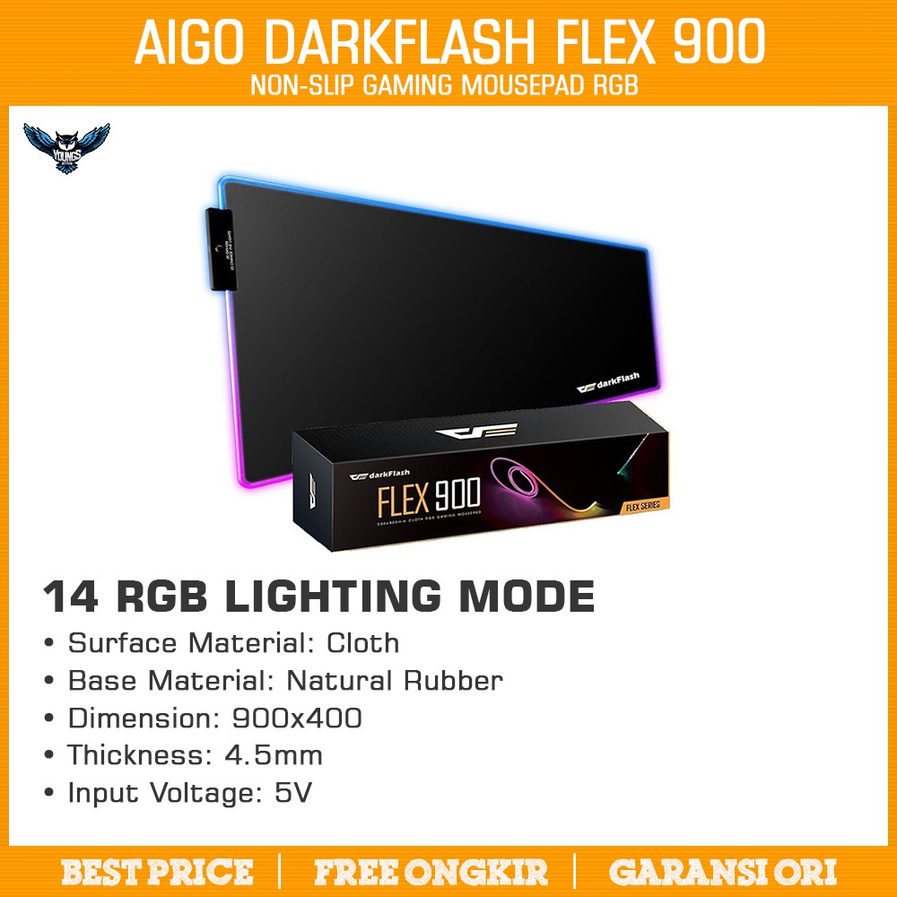 DARKFLASH FLEX 900 RGB 90cm GAMING MOUSEPAD LED FLEX900 AIGO MOUSE PAD