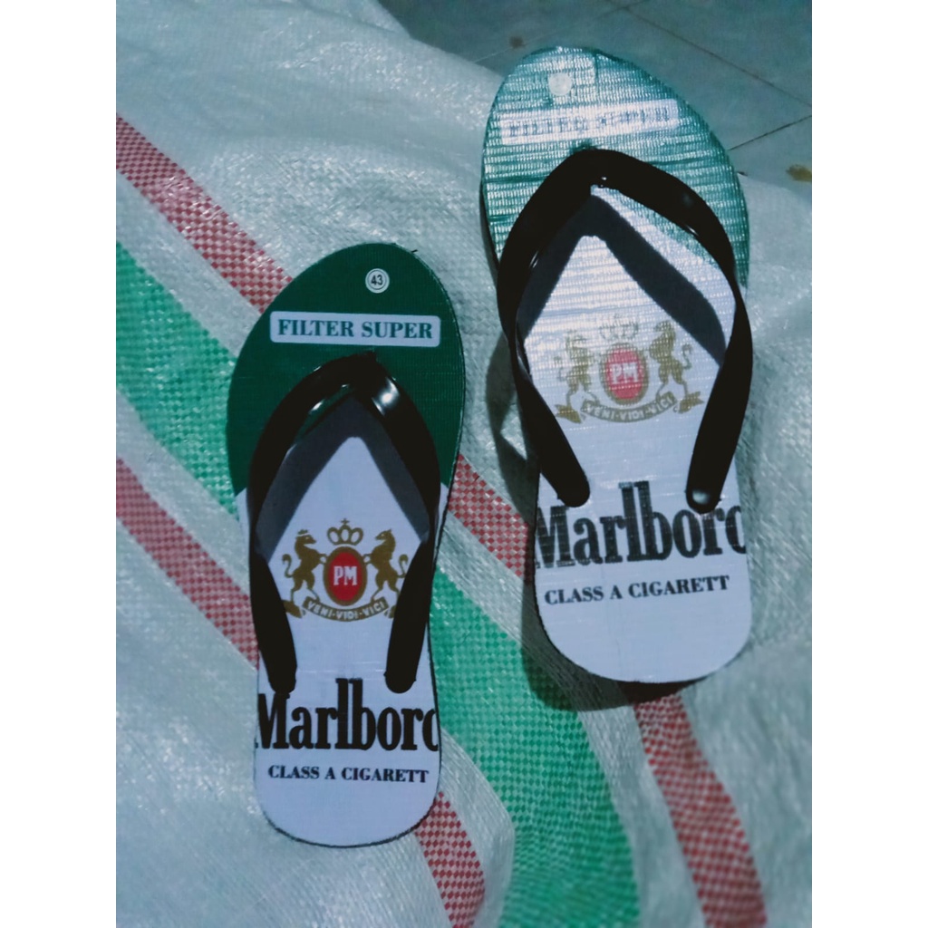 Sandal jepit motif rokok terbaru