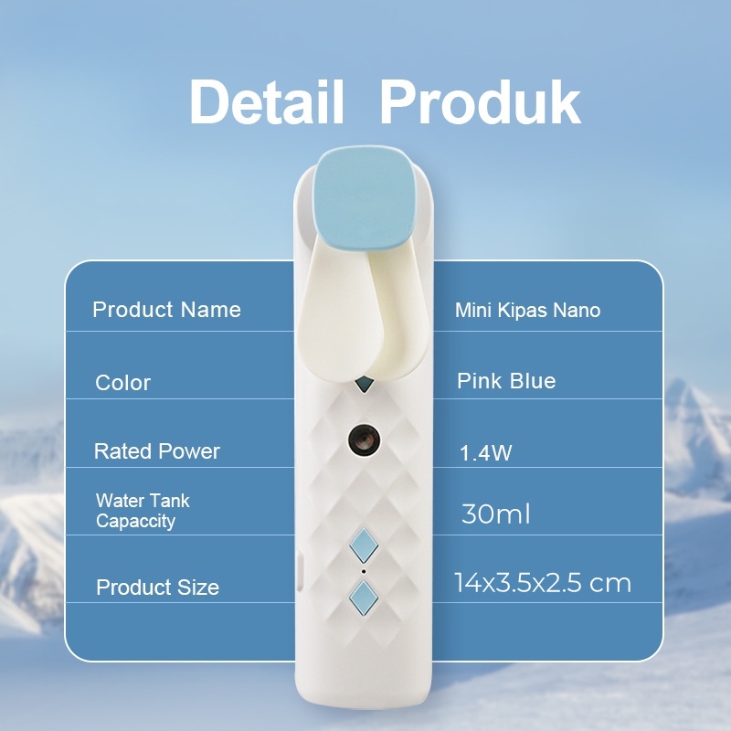 Kipas Angin Mini Portable Nano Spray 2 in 1 Usb Cas Genggam Bisa Di Isi Air Kipas Hydrating Multifungsi Handheld Nano Spray Fan