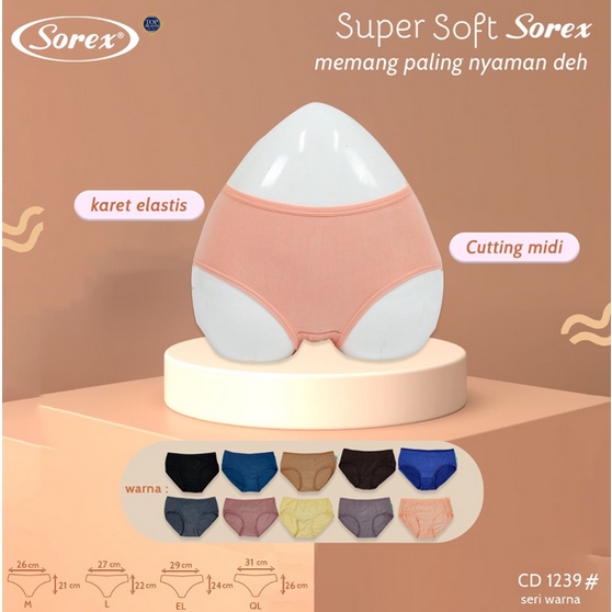 Sorex CD 1239  Celana Dalam Wanita - Midi Panty Super Soft - M L XL XXL | BISA PILIH WARNA