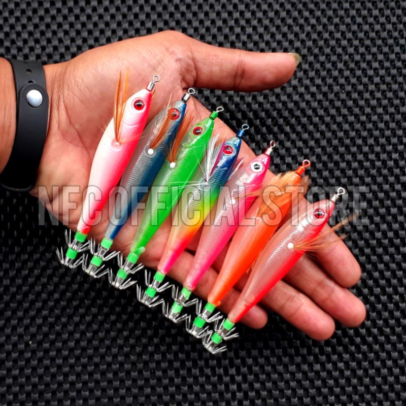 Umpan cumi Squid jig 10 cm 9 gram GID Luminous bercahaya dalam gelap SUPER KILLER