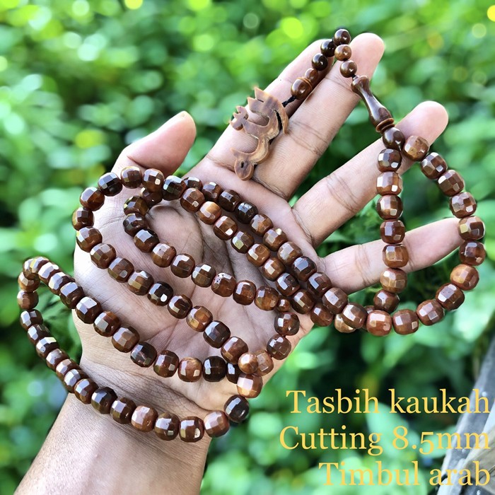 Tasbih kaukah bulat cutting 8,5 huruf timbul arab