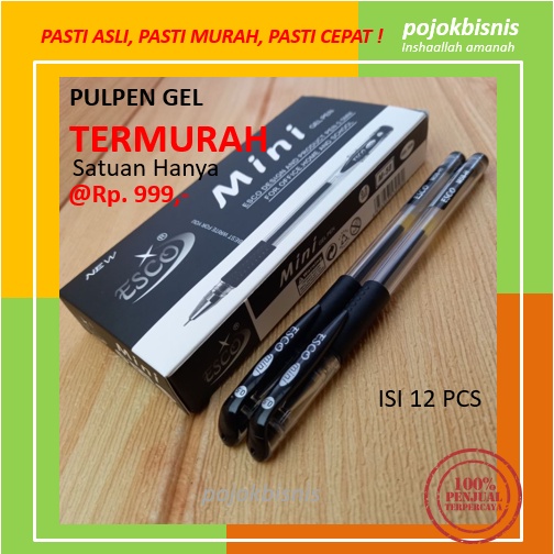 1 BOX PULPEN GEL 0.5mm / BALLPOINT / BOLPOINT GEL ESCO ISI 12 PCS