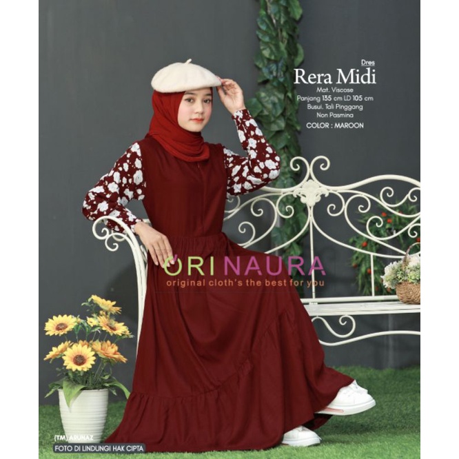 rera midi // midi gamis //gamis bunga // gamis polos // gamis rumbai
