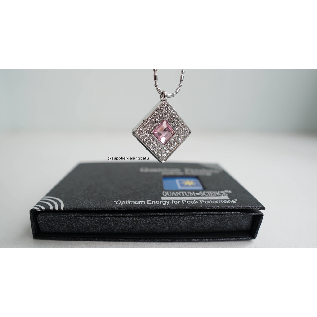 kotak swarovski PINK safir Kalung quantum Pendant Permata sapphire