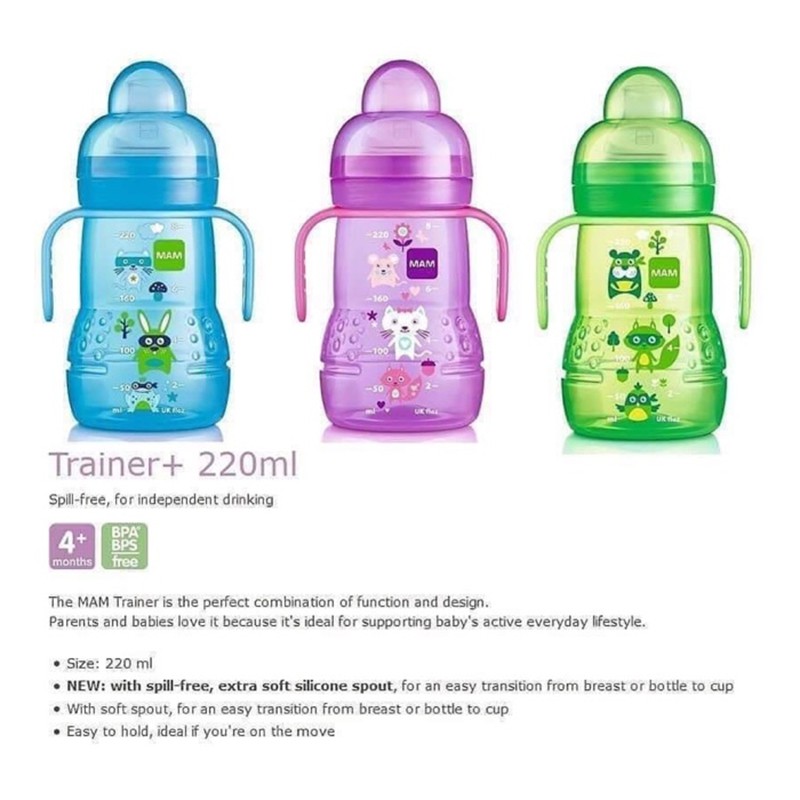 MAM Trainer Plus 220ml Extra Soft Spout Botol Susu Bayi Usia 4m+