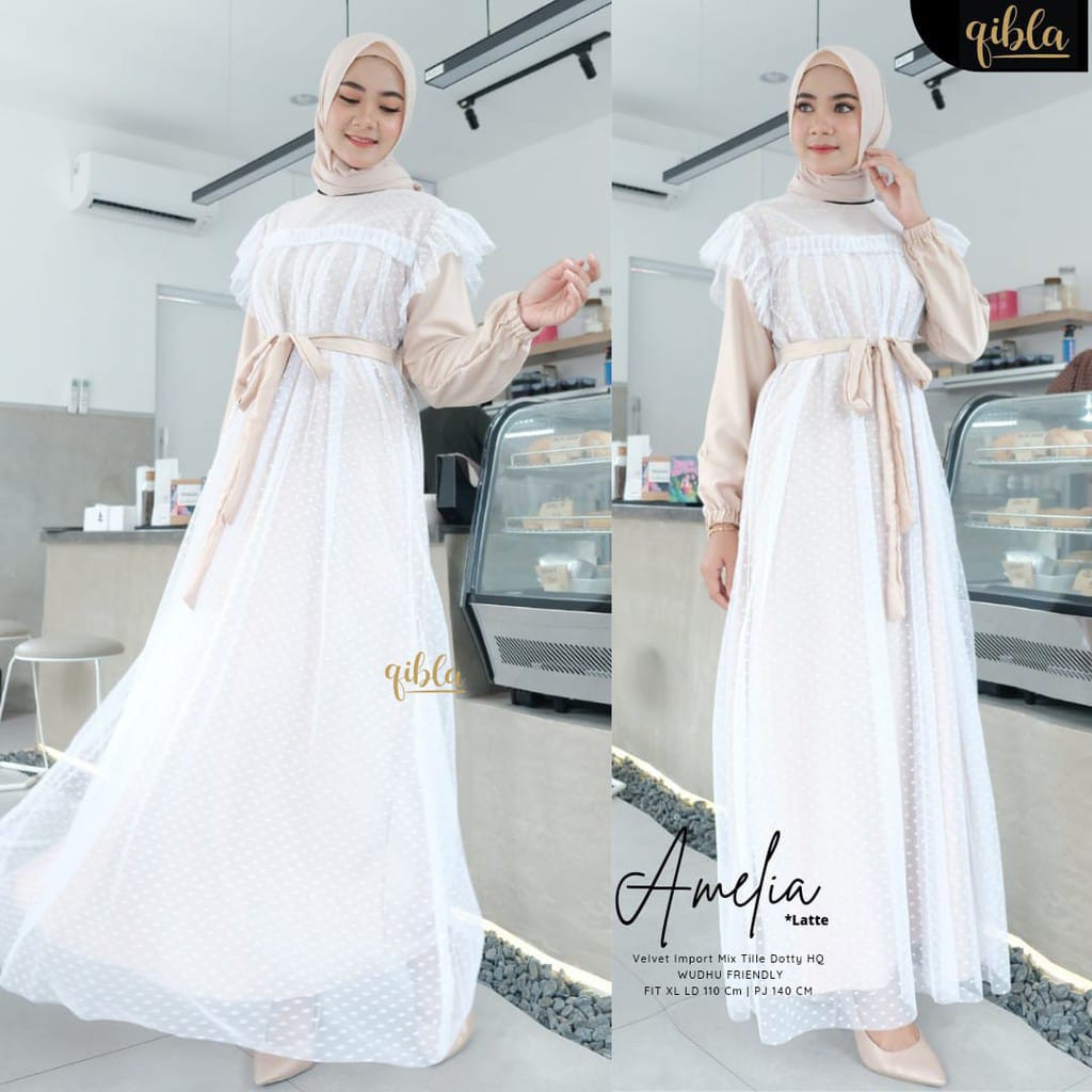 [Model Baru] Gamis Maxi Keila/ Gamis wanita dewasa terbaru murah kekinian/ gamis motif polkadot / GA