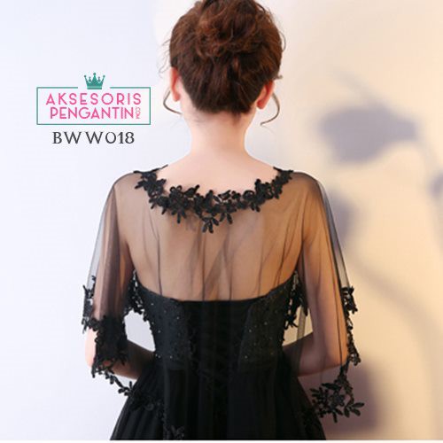 [PRODUK TERLARIS] AKSESORIS PENGANTIN BOLERO PESTA WEDDING LACE HITAM BWW018