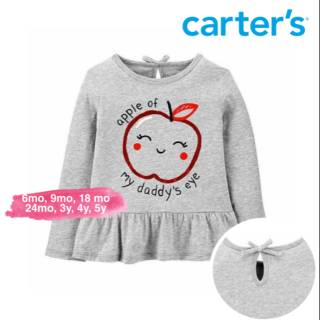 Kaos Anak Perempuan Peplum Carters Glitter Tee for Girls - Apple Of My Daddy's Eye #0
