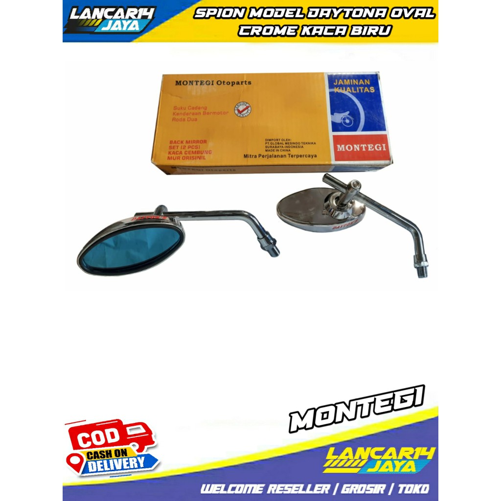 SPION MODEL DAYTONA OVAL CROME KACA BIRU