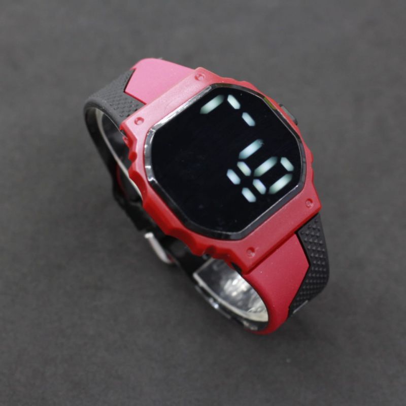 JAM TANGAN WANITA LED WATCH OCTAGON IMPORT RUBBER MURAH