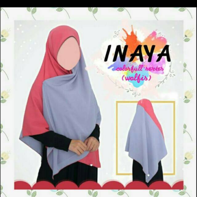 Segi empat wolfis kombinasi/ khimar syari / jilbab hijab 2 warna /  segiempat / two tone3