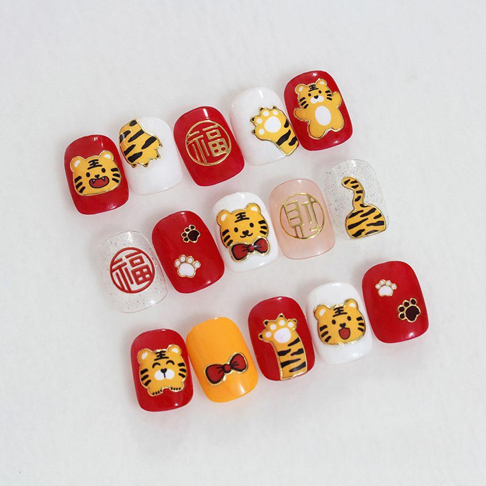 Stiker Kuku Motif Kartun Leopard Untuk Dekorasi Nail Art|Stiker Kuku Motif Tahun Baru Imlek