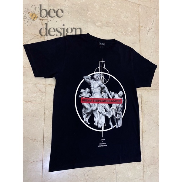 MARCELO BURLON TSHIRT BLACK DEWASA PRIA SIZE L SECOND (Preloved)