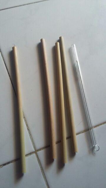 Bali Flash Sale Bamboo Straw Sikat Pembersih Sedotan Metal Stainless Logam Bambu Straw Botol Brush