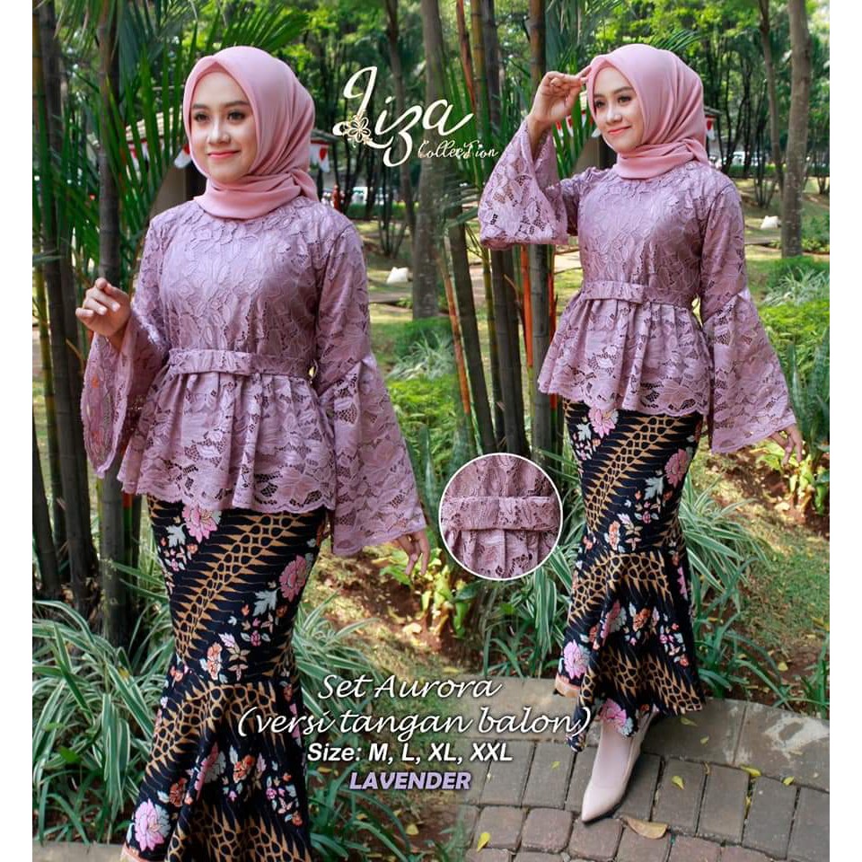 LIZ&gt; TERBARU LOH /ADELIA SHOP - kebaya aurora tangan balon - kebaya pinguin terbaru - brukat aurora