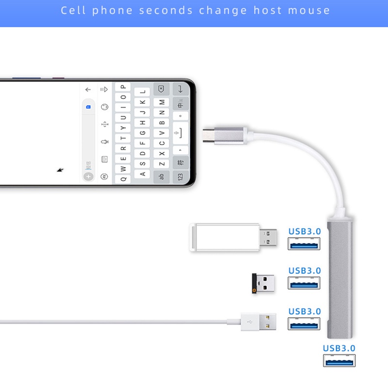 Hub Splitter 4 Port USB 3.0 Tipe-C Untuk HP Lenovo HUAWEI Xiaomi Macbook Samsung Pro 15 Air Pro