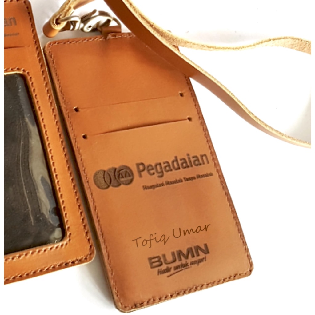 Tempat Frame Id Card Holder Name Tag Kulit Sapi Asli Original Kekinian Premium Custom Murah Unik Berkualitas