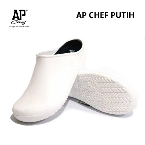 AP CHEF - SEPATU CHEF -  SEPATU DAPUR KARET - AP CHEF 38-45 BLACK &amp; WHITE - AP BOOTS - FANZ STORE