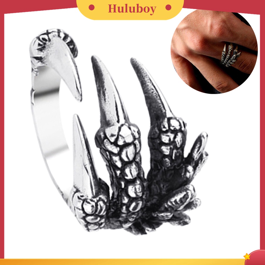 Huluboy Cincin Model Terbuka Desain Cakar Naga Bahan Titanium Steel Untuk Unisex