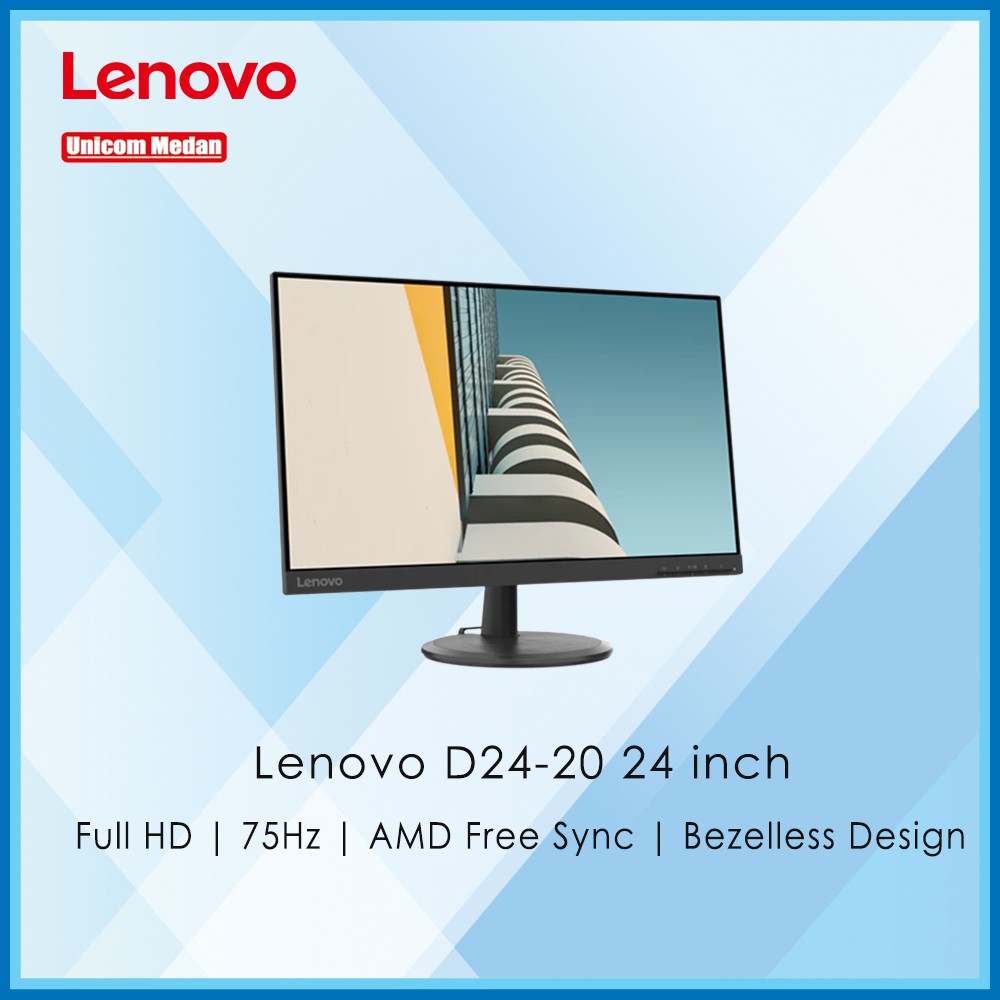 Monitor LED Lenovo D24 D24-20 24&quot; VA 1080p VGA HDMI 75Hz FreeSync