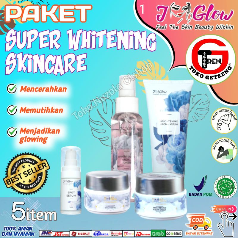 GTren jglow j jj glow jjglow paket skincare bpom perawatan kecantikan cream pemutih wajah super pake