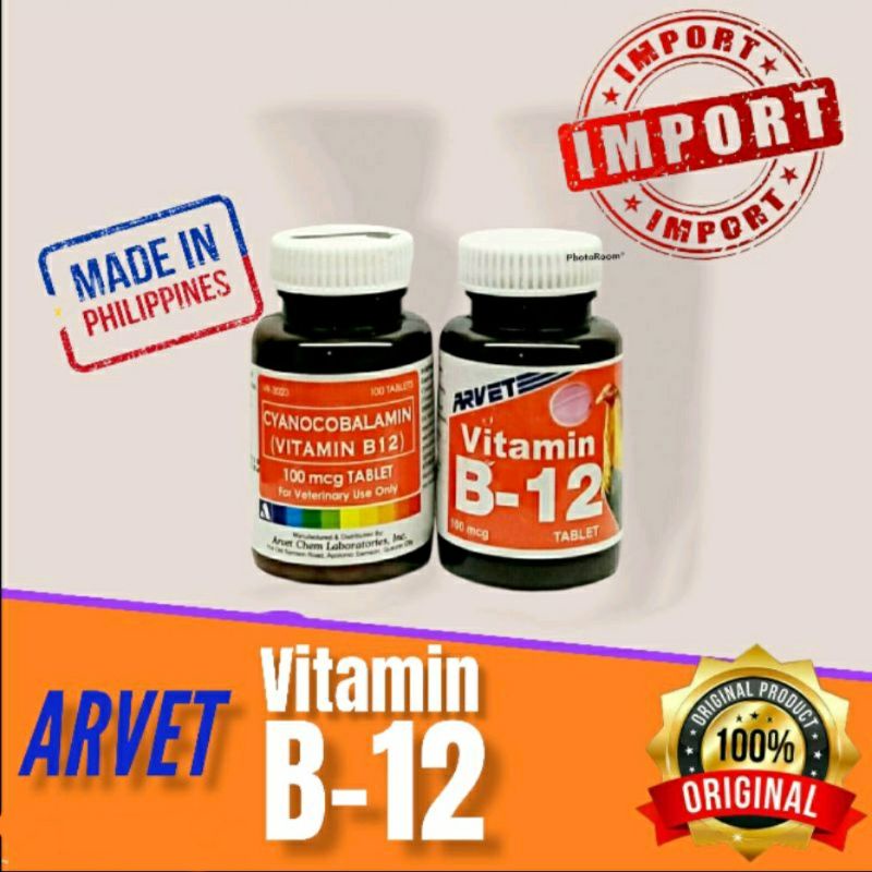 VITAMIN B - 12 B12 Cyanocobalamin ARVET 100 tablet Ayam Filiphina Filipin Impor