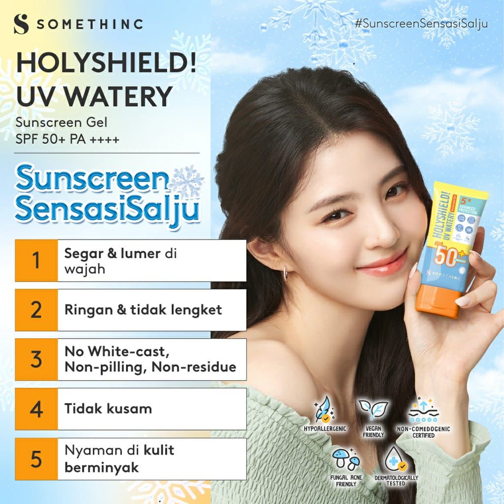 SOMETHINC Holyshield! UV Watery Sunscreen Gel SPF 50+ PA++++ - Sunscreen Sensasi Salju  Original BPOM