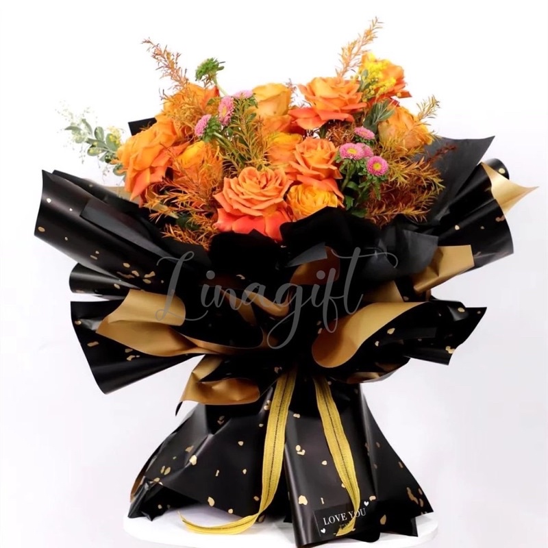 ( 5 Lembar ) BICOLOR GOLD FLAKES - FLOWER WRAPPING PAPER BICOLOR GOLF FLAKES / KOREAN DOUBLE COLOR GOLD CELLOPHANE / KERTAS BUNGA / DIY / RANGKAIAN BUKET FLORIST