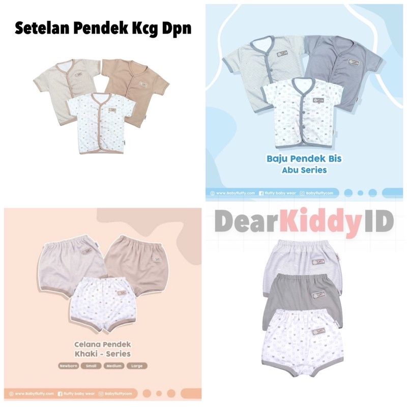 Fluffy SETELAN PENDEK KANCING DEPAN SML / Baju + Celana Pendek Bayi Anak (1 pasang)