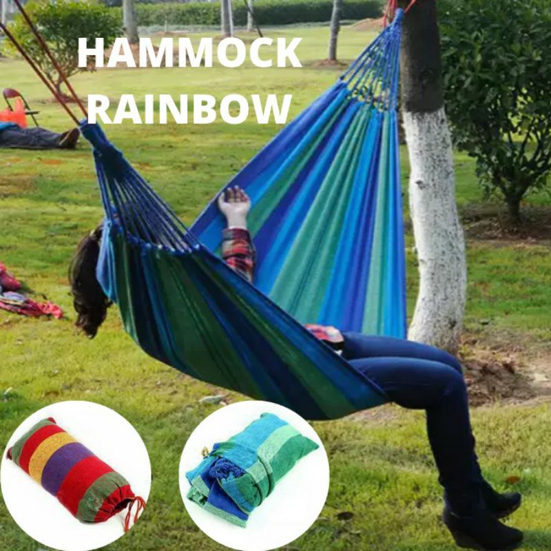 HAMMOCK AYUNAN GANTUNG - Tempat Tidur Gantung Camping Outdoor Pelangi